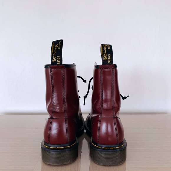DR MARTENS BOOTS - 1460 WOMEN'S SMOOTH LEATHER - CHERRY - SIZE 9 - Picture 4 of 12